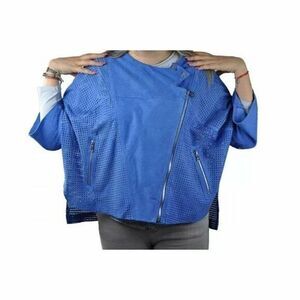 ZERIMAR Women's Genuine Suede Leather Blue Vintage Jacket | M